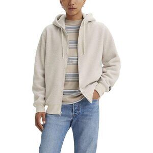 Men’s Levi’s Sherpa-Lined Pop Hoodie Zip-Up Sweatshirt – Cream, Size 3XL, NWT